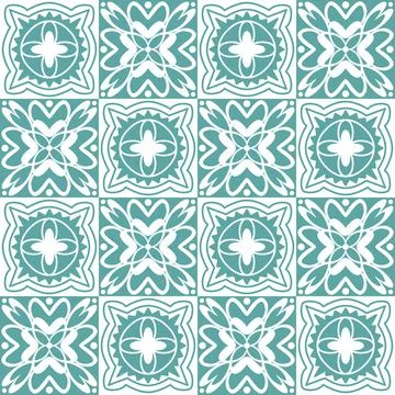 Trendy seamless pattern for ceramic tiles in spanish portuguese retro style,  Ilustración de archivo