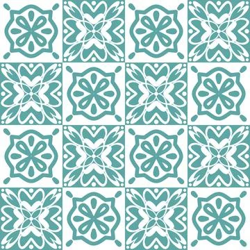 Trendy seamless pattern for ceramic tiles in spanish portuguese retro style,  Stock Illustration