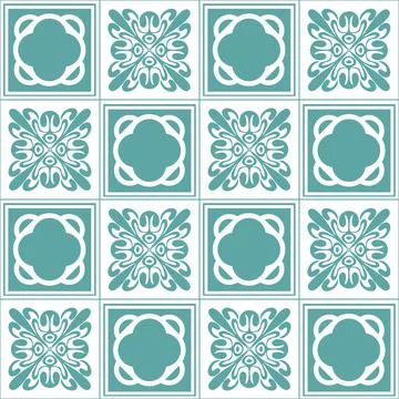Trendy seamless pattern for ceramic tiles in spanish portuguese retro style,  Stock Illustration