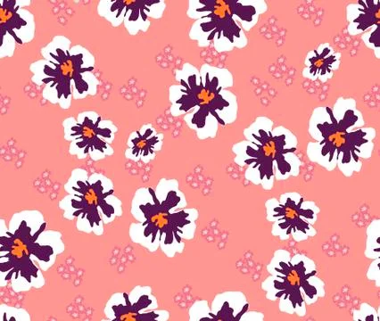 Trendy Seamless Pattern with Decorative Flowers. Repeating Design for Fabric Pri Stock Illustration