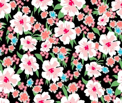 Trendy Seamless Pattern with Decorative Flowers. Repeating Design for Fabric Pri Stock Illustration