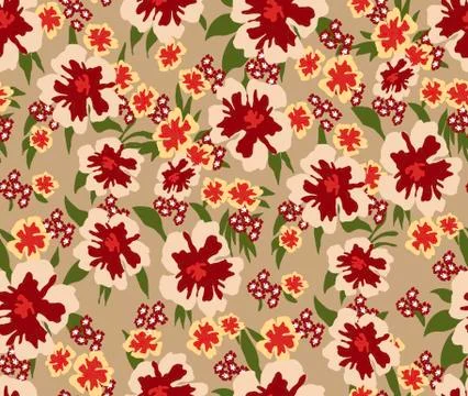 Trendy Seamless Pattern with Decorative Flowers. Repeating Design for Fabric Pri Stock Illustration