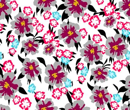 Trendy Seamless Pattern with Decorative Flowers. Repeating Design for Fabric Pri Stock Illustration