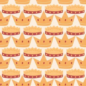 Trendy seamless pattern with gold crown. Cute vector illustration. Stock Illustration