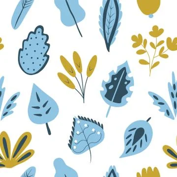 Trendy seamless pattern with hand drawn plants. Modern abstract design for paper 스톡 일러스트
