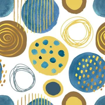 Trendy seamless pattern with hand drawn elements, abstract shapes and Doodle 스톡 일러스트