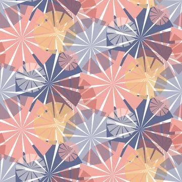 Trendy seamless pattern with umbrella flower, color illustration Illustration