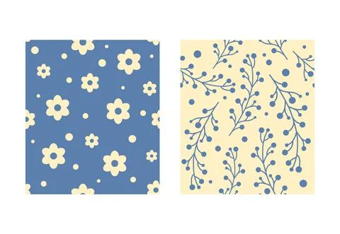 Trendy seamless patterns set. Floral design Stock Illustration