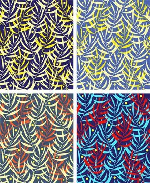 Trendy seamless patterns set. Floral design Stock Illustration