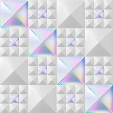 Trendy Seamless Rivet Pattern, White &amp; Holographic Stock Illustration