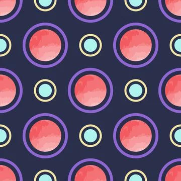 Trendy seamless vector polka dots and circles pattern design Stock Illustration