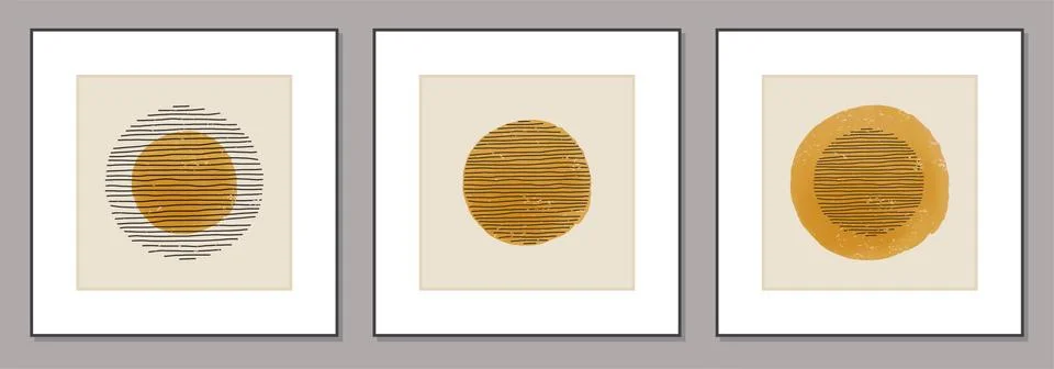 Trendy set of abstract creative minimal artistic hand sketched compositions Ilustração Stock