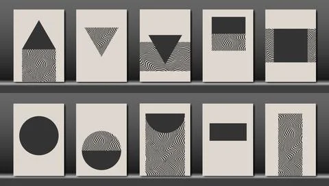 Trendy set collection of abstract creative minimalist  geometric shape Ilustração Stock