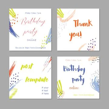 Trendy set of postcards. Abstract design Invitation Stock Illustration
