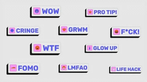 Trendy slang modern clickable buttons animation set Stock Footage 334936353