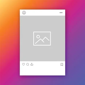 Trendy social network post template on colorful gradient background. Frame fo イラスト素材