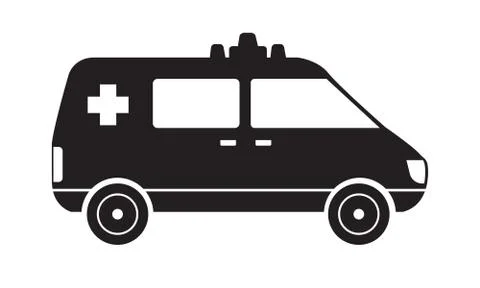 Trendy solid Ambulance icon silhouette. Hospital or medical concept design sign Stock Illustration