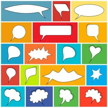 Trendy speech bubbles set in flat design. Vector illustration Illustrazione stock