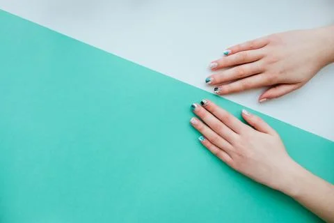 Trendy spring manicure Stock Photos