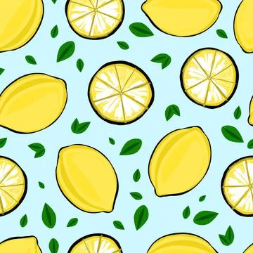 Trendy stylish fruit pattern. Lemon pattern. Seamless pattern for kitchen tex Stock Illustration