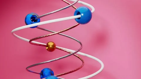 Trendy stylized loop 3d animation. Blue and gold spheres. Fashion concept Stock Footage 219576767