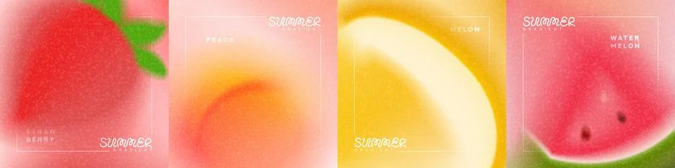 Trendy summer gradient cards Stock Illustration