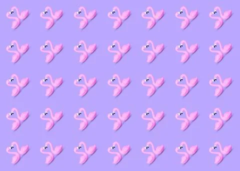 Trendy summer seamless pattern made of a cute pink toy flamingo couple. Stock Photos