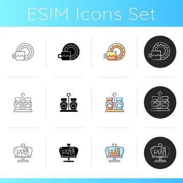 Trendy tableware icons set Stock Illustration