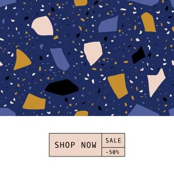 Trendy Terrazzo Texture Square Design Template Illustrazione stock