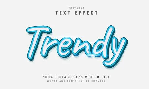 Trendy text effect with blue color 스톡 일러스트