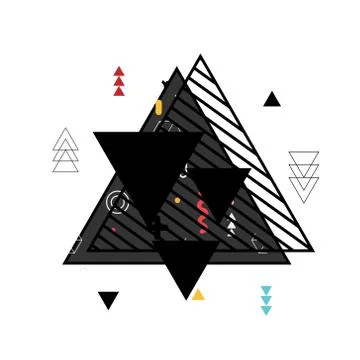 Trendy Triangle Geometric Elements Memphis Pattern. Illustrazione stock
