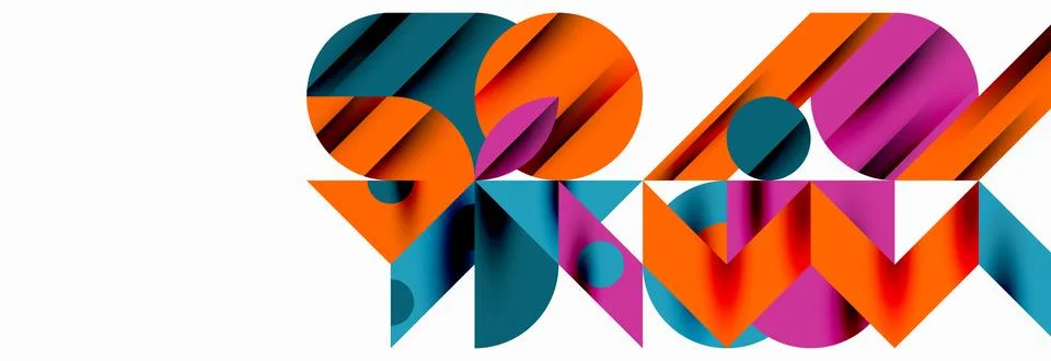 Trendy triangles lines, round elements and circles. Vector Illustration For イラスト素材