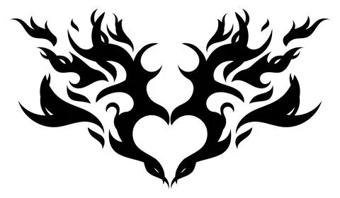 Trendy tribal heart hand drawn illustration. Neotribal goth heart design, print  Stock Illustration