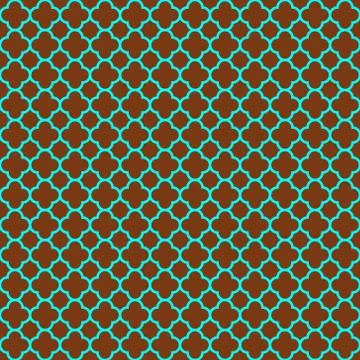 Trendy Turquoise Brown Quatrefoil Pattern Background Stock Illustration