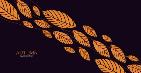 Trendy vector autumn background with orange leaves Stock Illustration