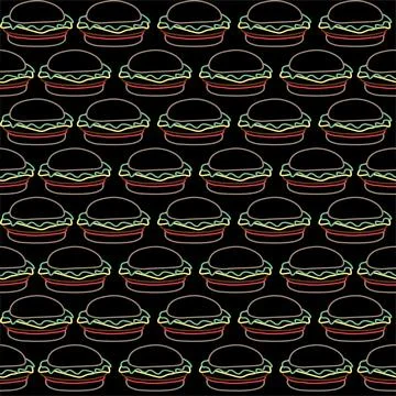 Trendy vector burger pattern for cafe Stock Illustration