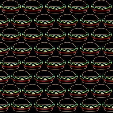 Trendy vector burger pattern for cafe Stock Illustration