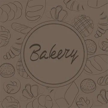 Trendy vector design for bakery or cafe.Illustrations of buns, bread,baguette Stock Illustration