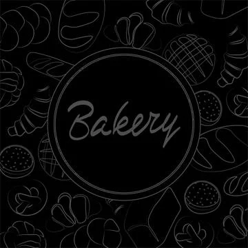 Trendy vector design for bakery or cafe.Illustrations of buns, bread,baguette Stock Illustration