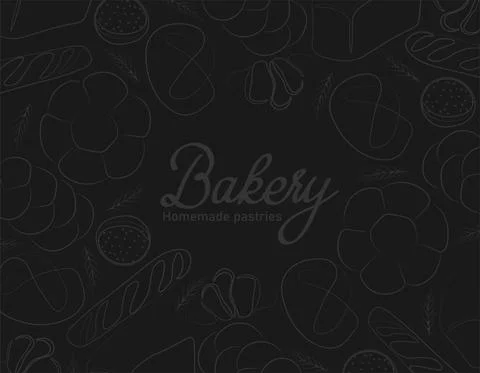 Trendy vector design for bakery or cafe.Illustrations of buns, bread,baguette Illustrazione stock