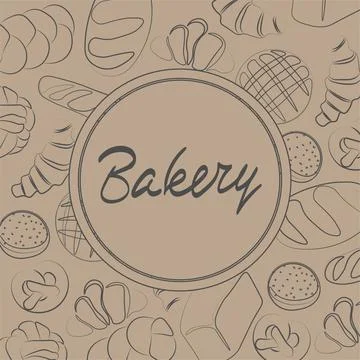 Trendy vector design for bakery or cafe.Illustrations of buns, bread,baguette Stock Illustration