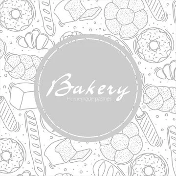 Trendy vector design for bakery or cafe.Illustrations of buns, bread,baguette Stock Illustration