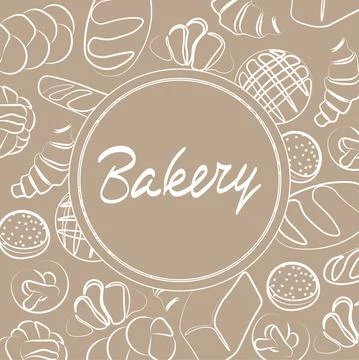 Trendy vector design for bakery or cafe.Illustrations of buns, bread,baguette Stock Illustration