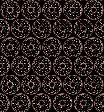 Trendy vector donut pattern for cafe Illustrazione stock