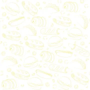 Trendy vector Fast Food pattern for cafe. Stock Illustration