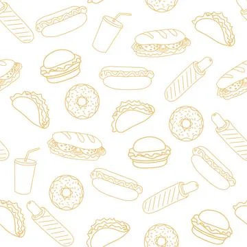 Trendy vector Fast Food pattern for cafe. Illustrazione stock