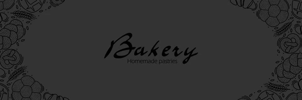 Trendy Vector horizontal background for bakery or cafe.Illustrations of buns Stock Illustration