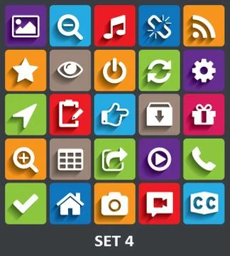 Trendy Vector Icons With Shadow. Set 4 Illustrazione stock