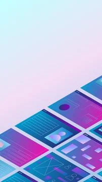 Trendy vector illustration with web pages and user interfaces. Vertical banner Stock Illustration