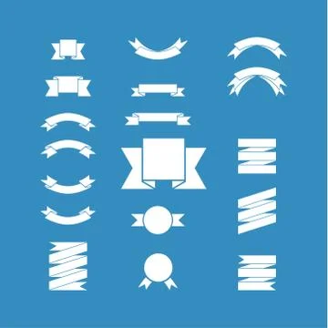 Trendy vector marks and ribbons. stylized, white ribbons with space for your Stock Illustration
